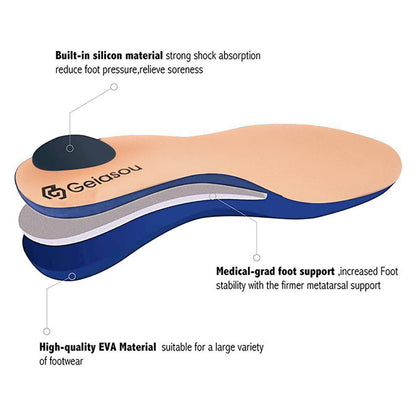GEIASOU Orthopedic Insoles Foot Pain Relief Memory Foam Arch Support Soft Insoles