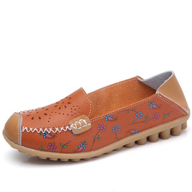 OCW Genuine Leather Flats Women Summer Casual Loafers