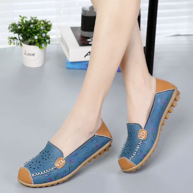 OCW Genuine Leather Flats Women Summer Casual Loafers