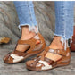 OCW Sandals For Women Retro Round Toe Roman Cut-Out Fashion