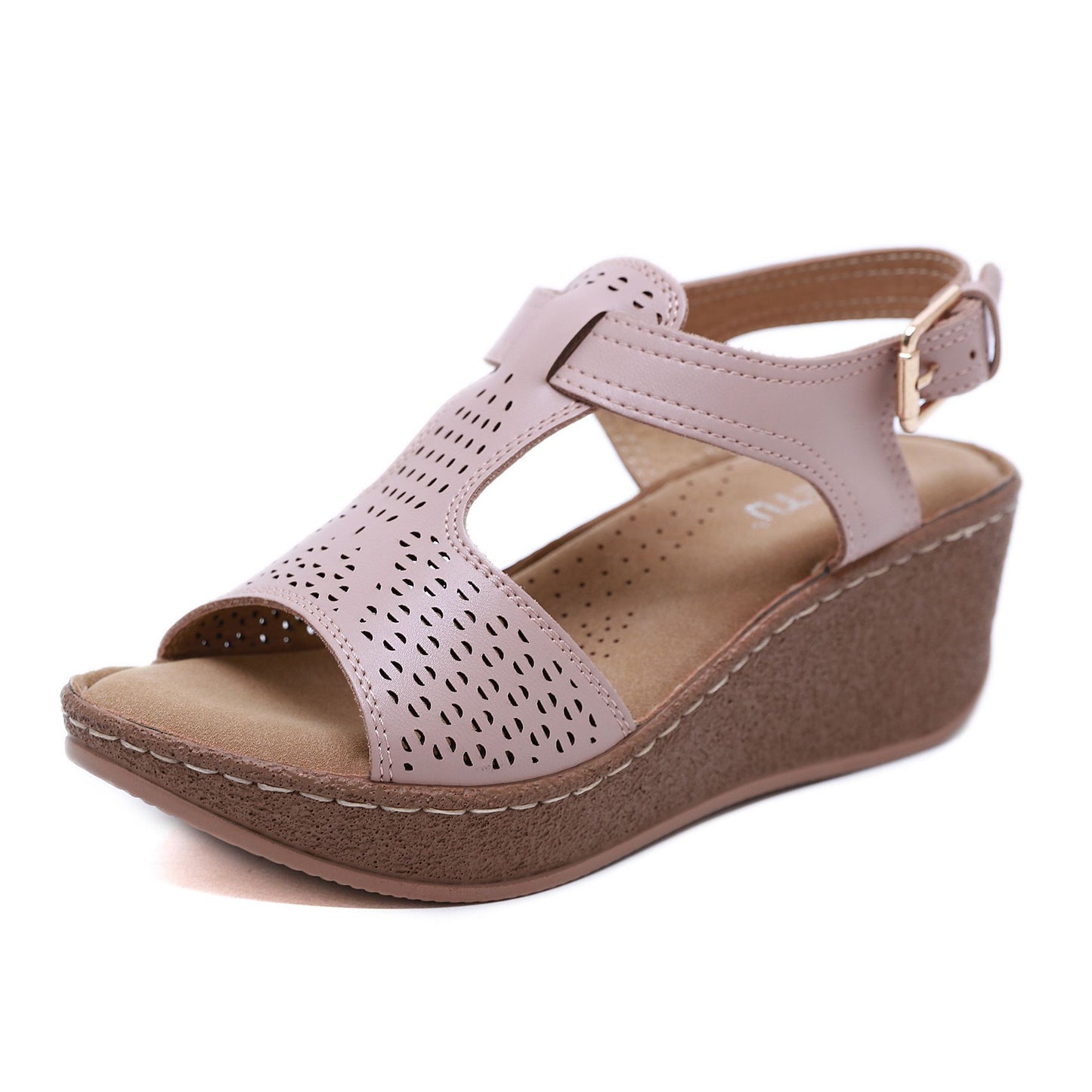 OCW Wedge Leather Sandals For Women Casual Breathable Hollow Out