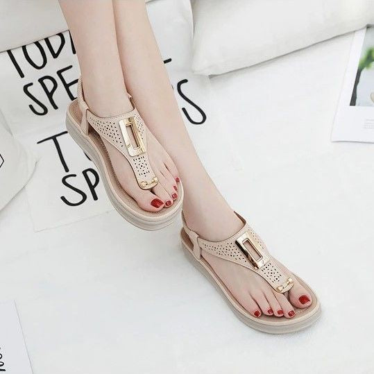 OCW Sandals For Female Comfortable Metal Buckle Wedge Heel Fashion Design