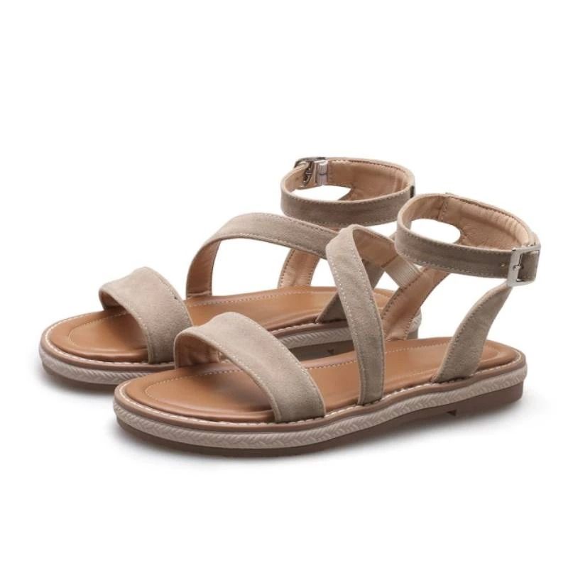 OCW Suede Sandals Women Breathable Comfy Low Heel Open Toe Design