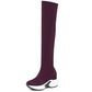 OCW Suede Over The Knee Snow Boots Increasing Women's Height Warm Winter
