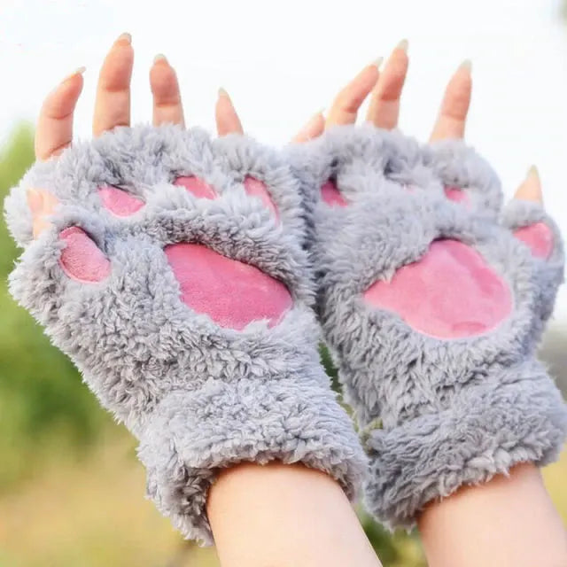 OCW Women Cute Warm Cat Paw Cashmere Warm Winter Gloves