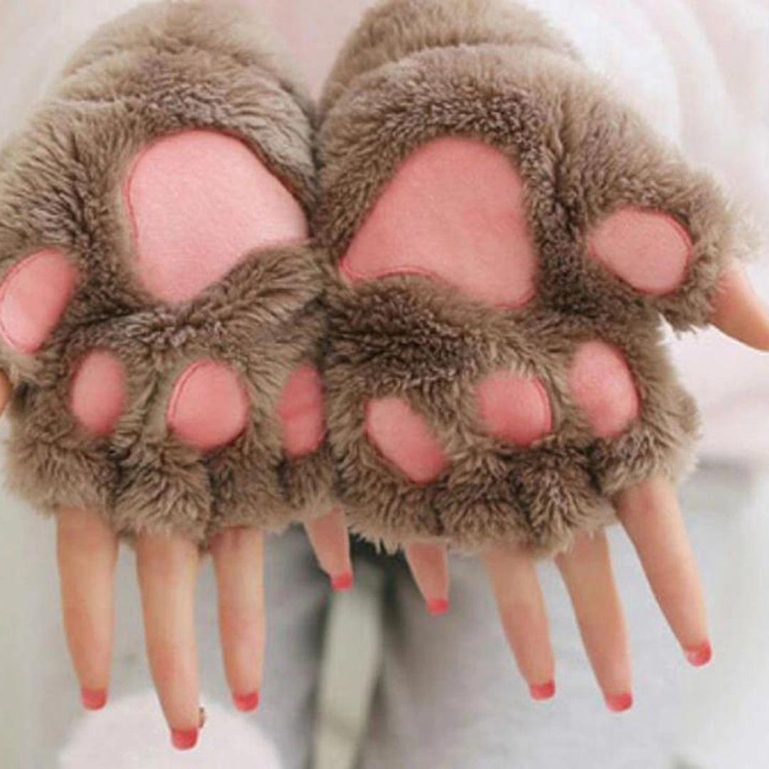 OCW Women Cute Warm Cat Paw Cashmere Warm Winter Gloves