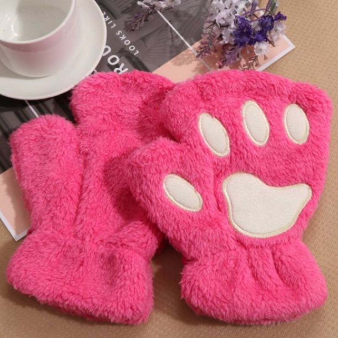 OCW Women Cute Warm Cat Paw Cashmere Warm Winter Gloves