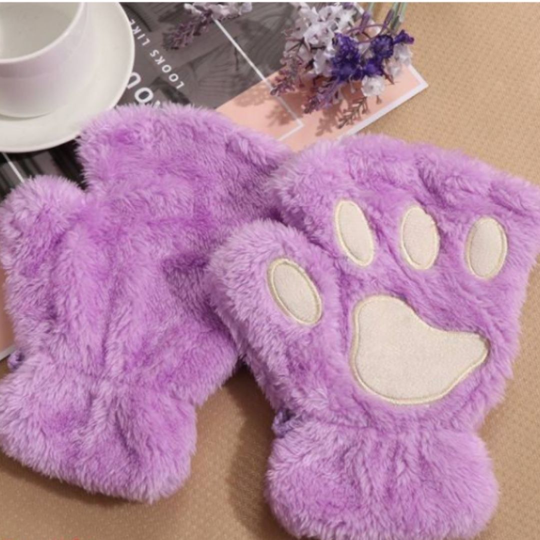 OCW Women Cute Warm Cat Paw Cashmere Warm Winter Gloves