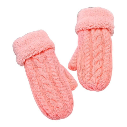 OCW Women Full Fingers Thermal Gloves Knit Twist Cashmere Warm Flowers Mittens Thick Fur Inside OCWShoes