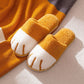 OCW Winter Indoor Slippers Cute Cat Paw Women Furry Plus Warm Soft Slides