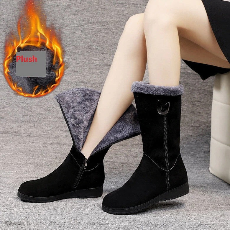 OCW Women Snow Winter Suede Boots Warm Fur Inside Modern Design Shoes