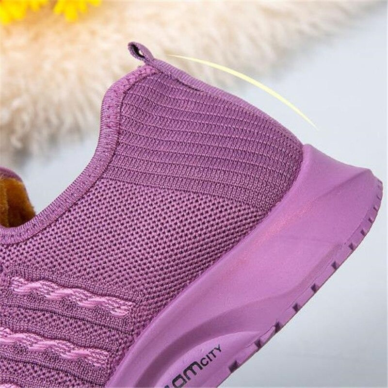 OCW Women Winter Plus Fur Sneakers Orthopedic Walking Soft Bottom Non-Slip Shoes