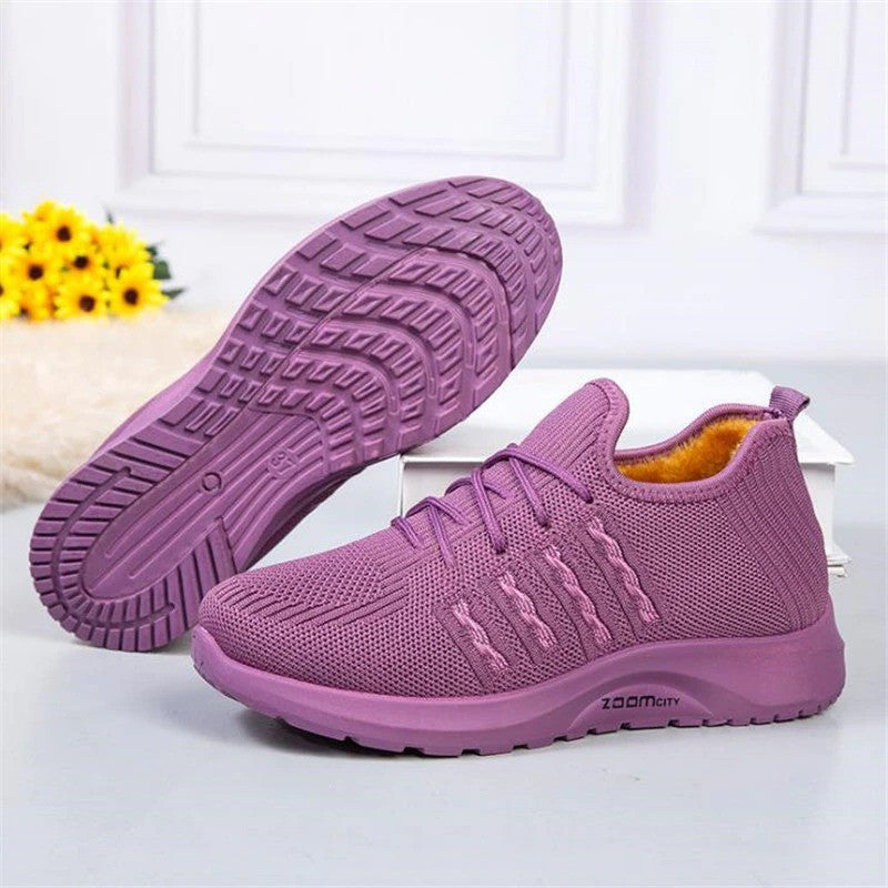 OCW Women Winter Plus Fur Sneakers Orthopedic Walking Soft Bottom Non-Slip Shoes