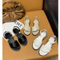 OCW Summer Premium Comfortable Pearl Buckle Women Leather Sandals
