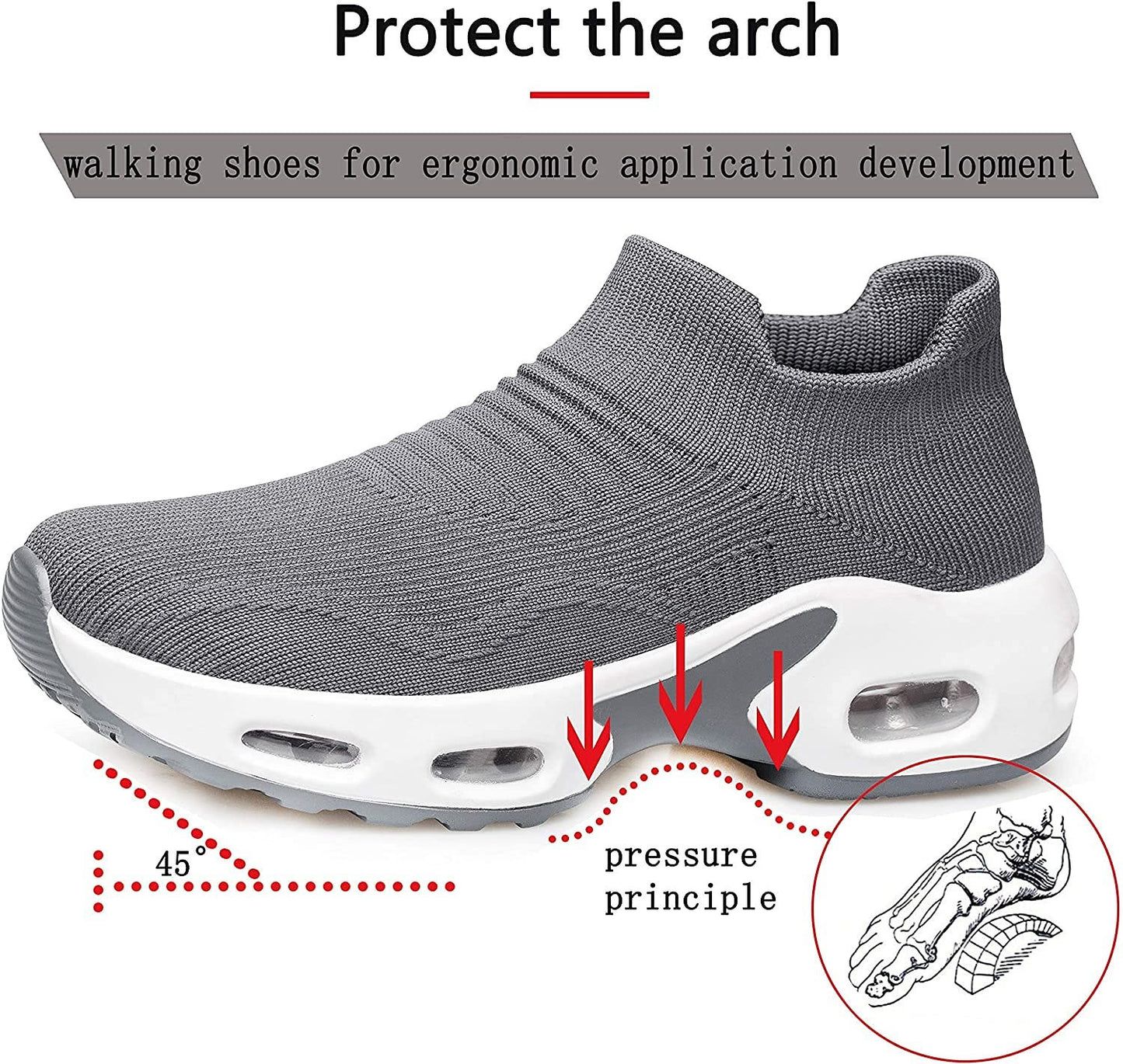 OCW Orthopedic Women Walking Shoes Arch Support Cushioning Work Shoes