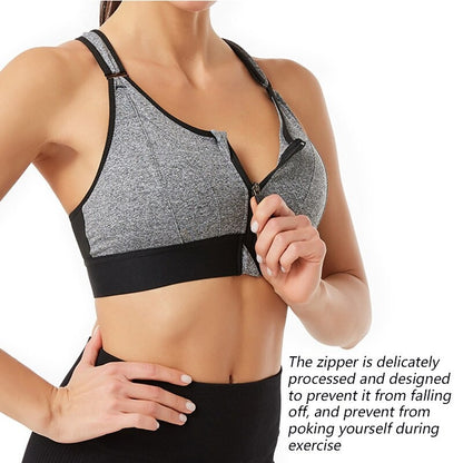 OCW Yoga Women Bras Shockproof Gym Running Sports Front Zipper Bra Big