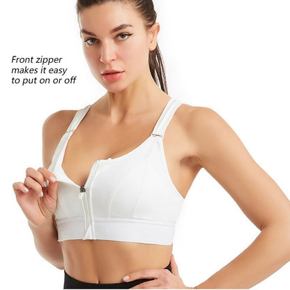 OCW Yoga Women Bras Shockproof Gym Running Sports Front Zipper Bra Big