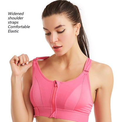 OCW Yoga Women Bras Shockproof Gym Running Sports Front Zipper Bra Big