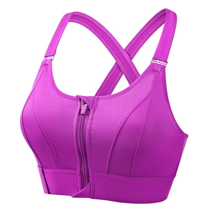 OCW Yoga Women Bras Shockproof Gym Running Sports Front Zipper Bra Big