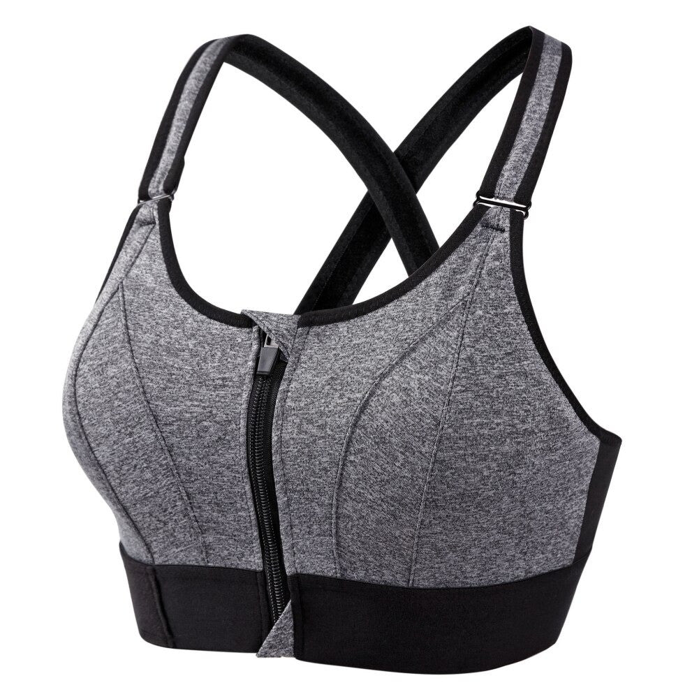 OCW Yoga Women Bras Shockproof Gym Running Sports Front Zipper Bra Big