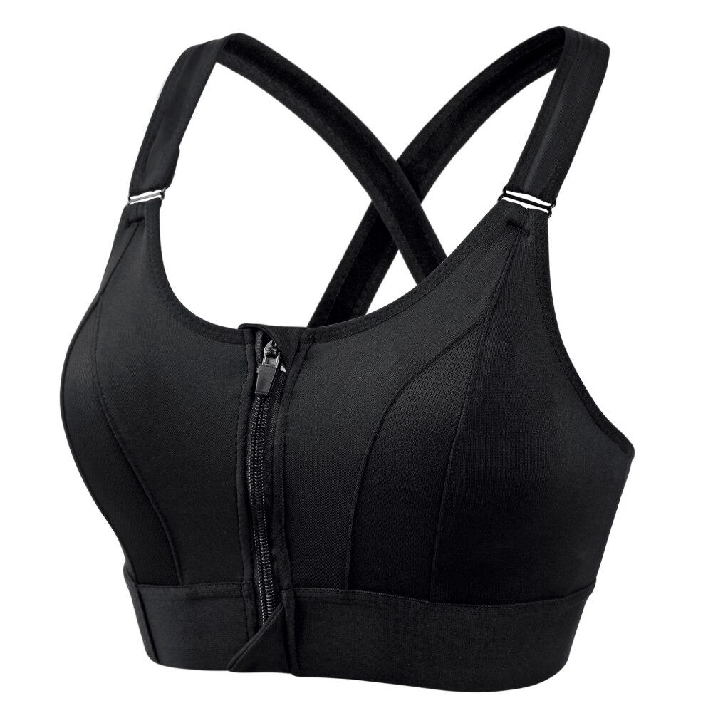 OCW Yoga Women Bras Shockproof Gym Running Sports Front Zipper Bra Big