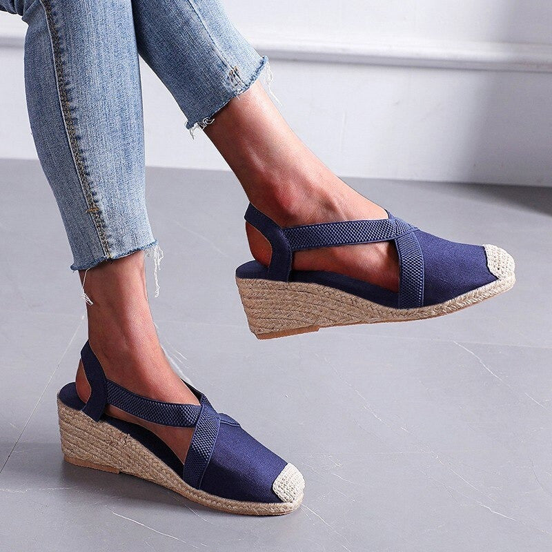 OCW Wedges Women Shoes Closed Toe Espadrille Platform Height Increase Sandals