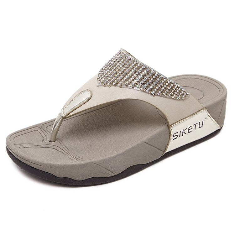 OCW Fashion Soft Women Slippers Diamond Rhinostones Beach Summer Sandals