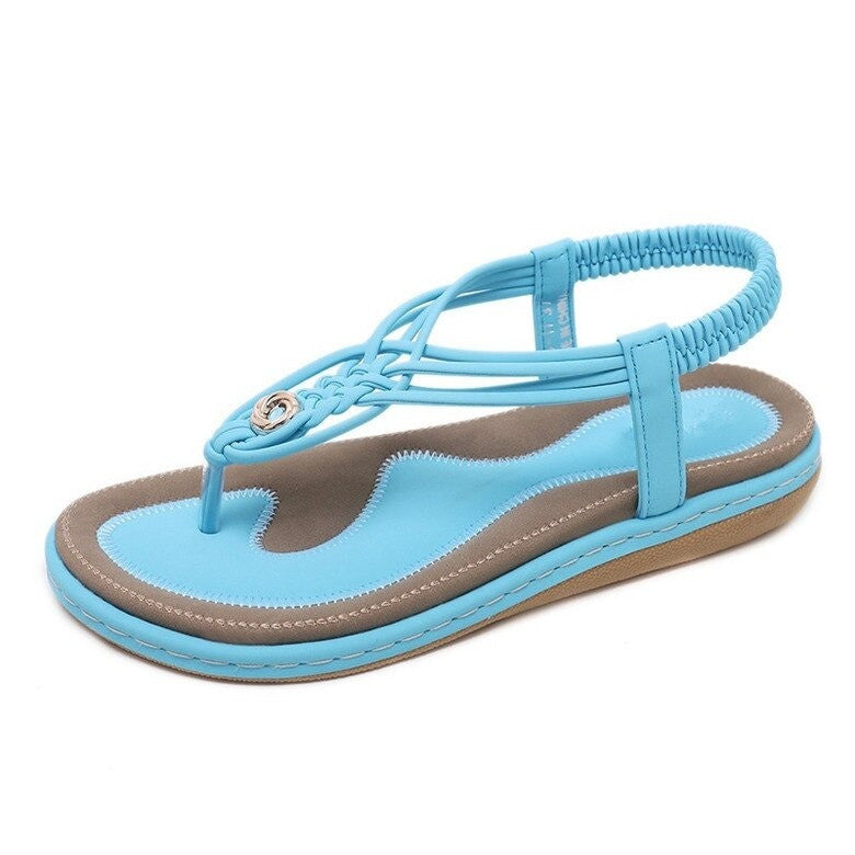 OCW Handmade Knitting Clip Toe Elastic Flat Sandals