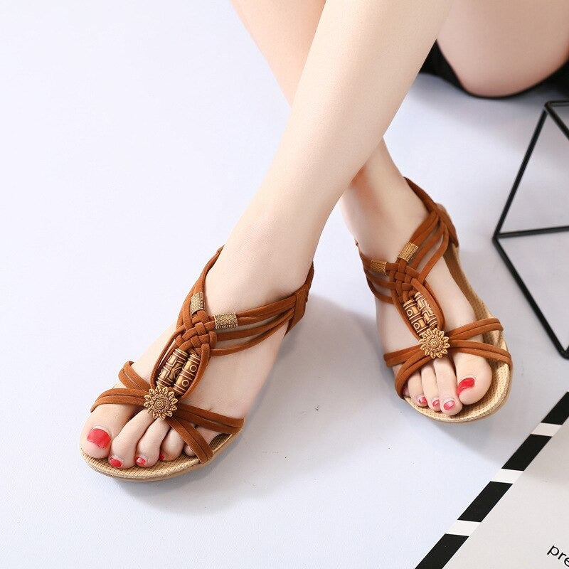 OCW Vintage Woman Sandals Summer Beach Bohemia Flat Sandals