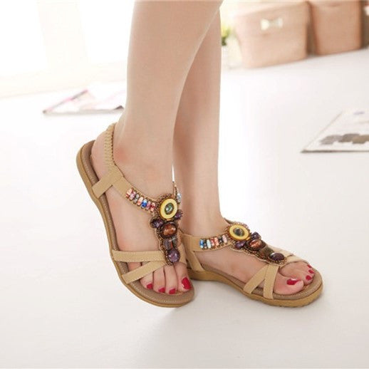 OCW Bohemian Sandals For Women Elastic Straps Massaging Insole Colorful Summer