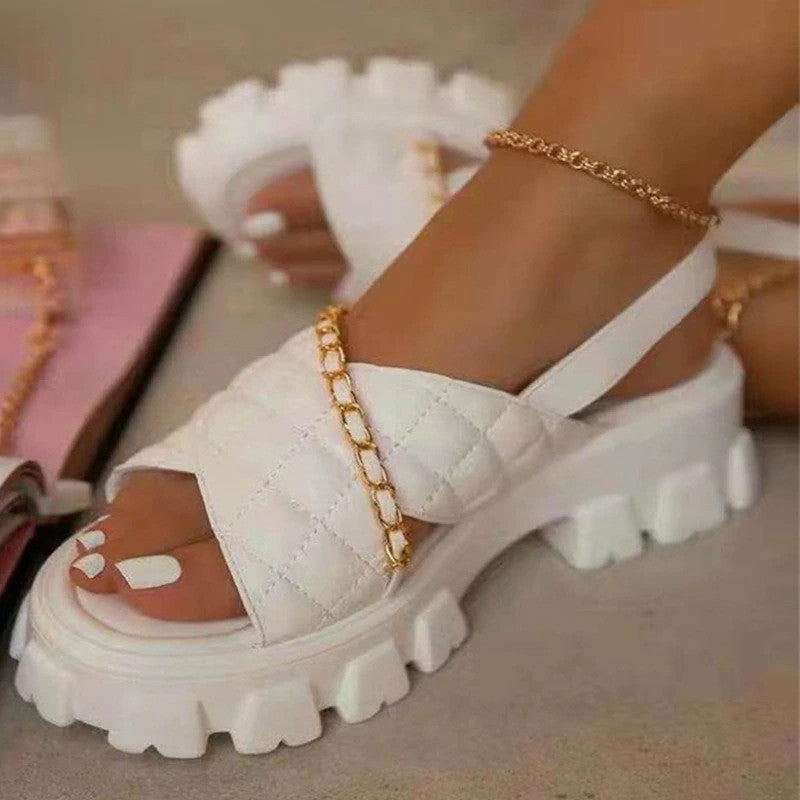 OCW Sandals For Women Summer New Fashion Thick Bottom Chain Opened Toe Leisure Comfort