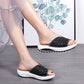 OCW Genuine Leather Slippers Platform Wedges Casual Soft Sandals For Women