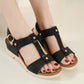 OCW Women Casual Vacation Comfy Design T-Strap Wedges Buckle Non-slip Sandals