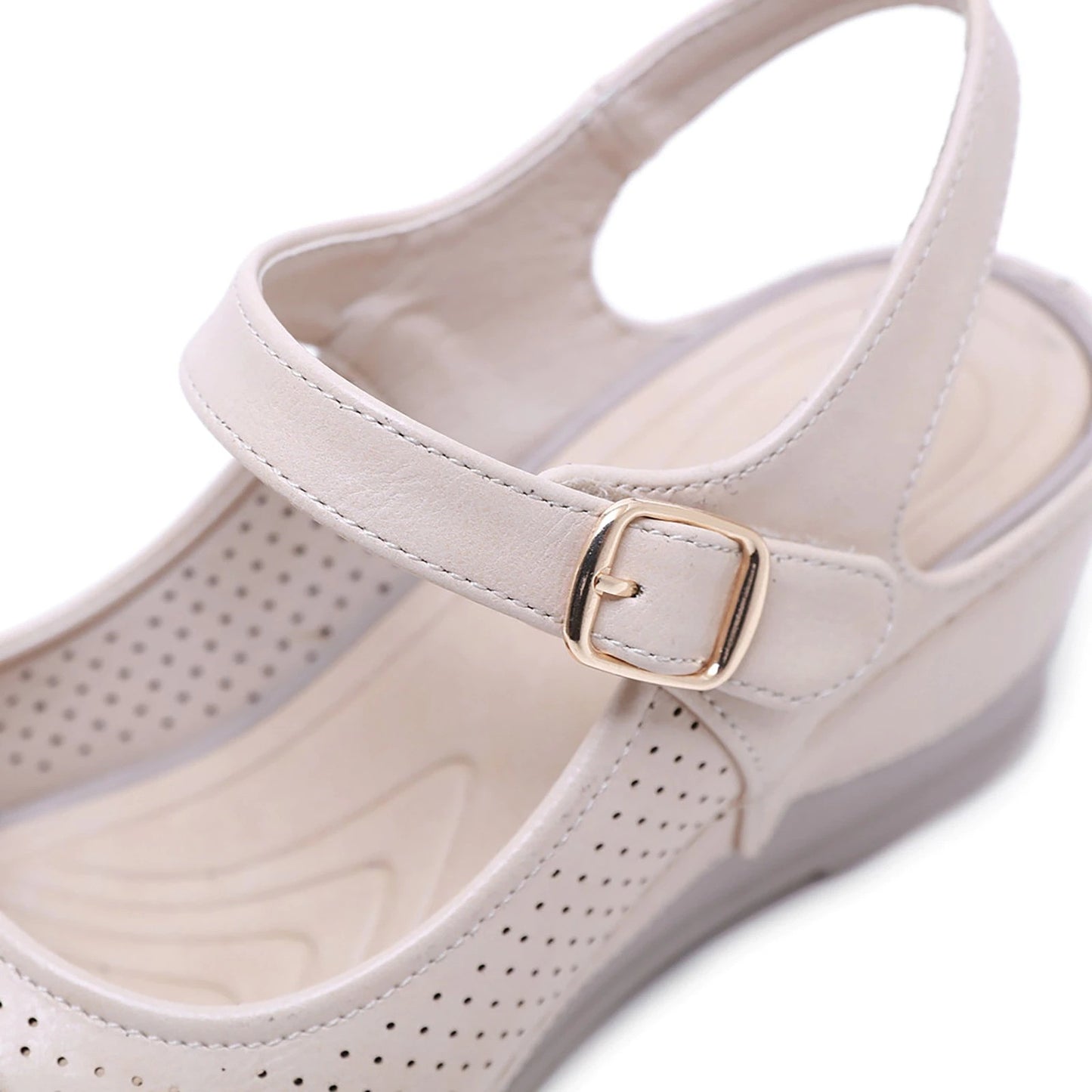 OCW Women Casual Open Peep Toe Sandals Breathable Hollow Hook Loop Wedge Comfortable