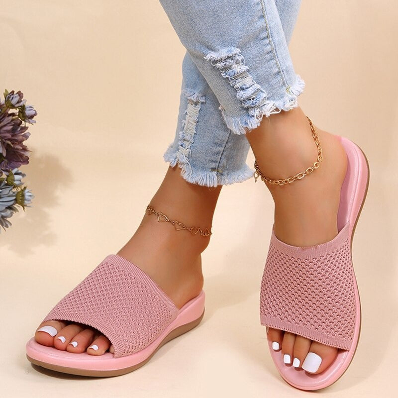 OCW Sandals For Women Low Heels Elegant Breathable Soft Soles Slippers