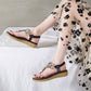 OCW Summer Round Toe Sandals For Women Soft Rhinestone Roman Crystal Platform