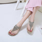 OCW Rhinestone Sandals For Women T-strap Flat Anti-shock Stylish For Summer