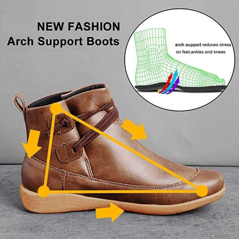 Women Snow Ankle Boots Leather Winter Orthopedic Shoes