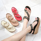 OCW Women Fashionable Crystal Bling Sandals Wedge Flip-flops