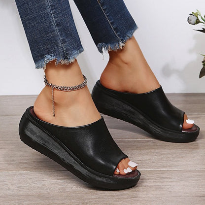 OCW Plarform Walking Sandals For Women Premium Leather Peep Toe