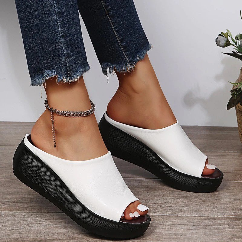 OCW Plarform Walking Sandals For Women Premium Leather Peep Toe