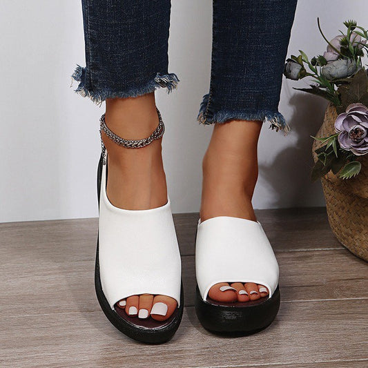 OCW Plarform Walking Sandals For Women Premium Leather Peep Toe