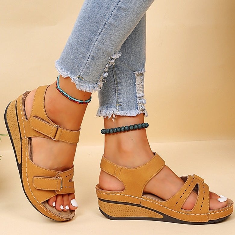 OCW FleekComfy New Summer Sewing Retro Buckle Strap Soft Platform Sandals