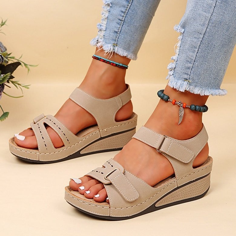 OCW FleekComfy New Summer Sewing Retro Buckle Strap Soft Platform Sandals