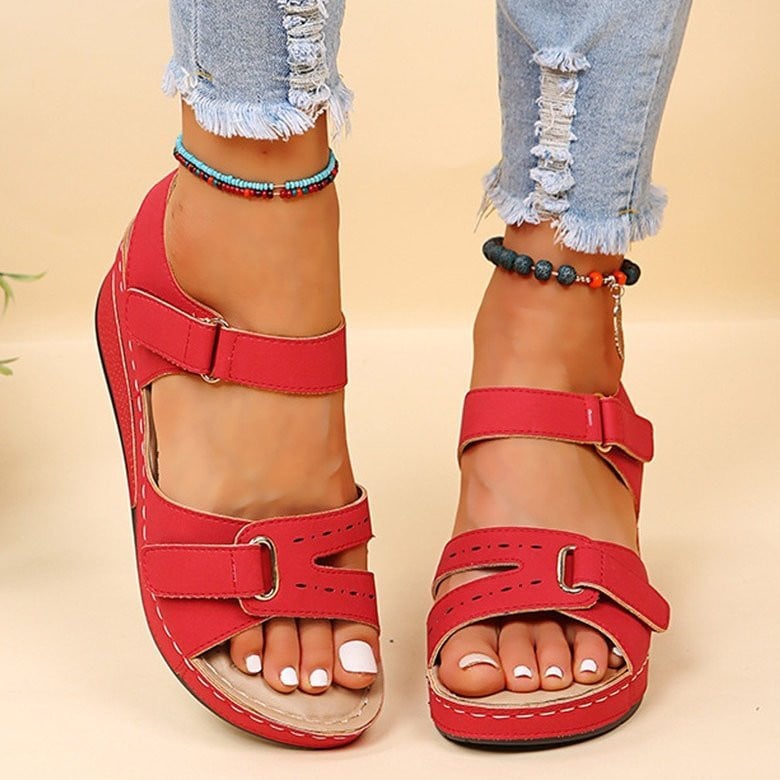 OCW FleekComfy New Summer Sewing Retro Buckle Strap Soft Platform Sandals