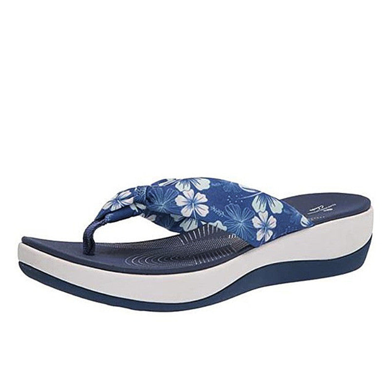 OCW Women Wide Width Sandals Floral Canvas Thongs Stylish Summer Footwear
