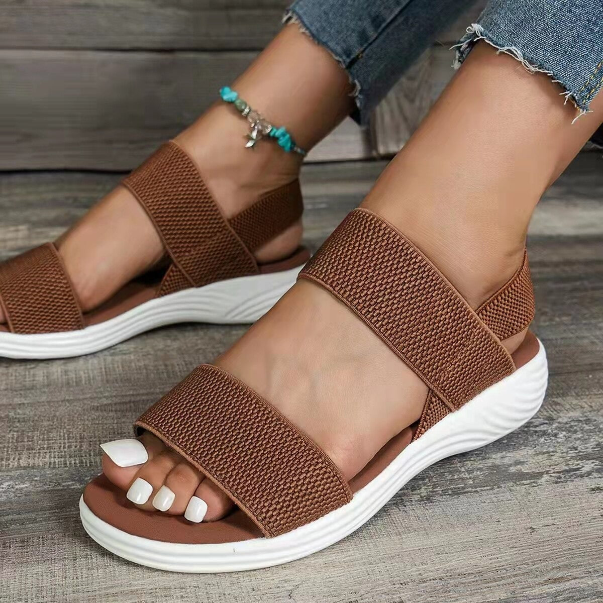 OCW Comfortable Sandals For Women Elastic Band Casual Summer