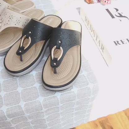 OCW Orthopedic Rhinestone Sandals For Women Sweat-absorbent Low Heel Flip-flops EVA Trendy