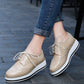 OCW Walking Shoes Women Anti-odor Wedge Oxford Shoes Leather Casual Spring Autumn