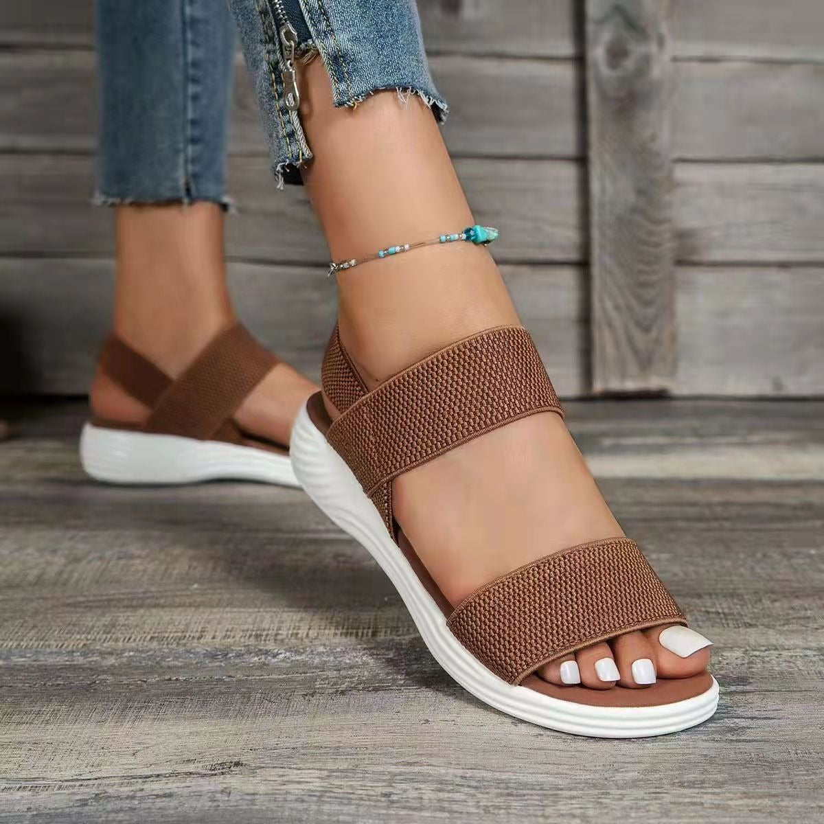 OCW Comfortable Sandals For Women Elastic Band Casual Summer